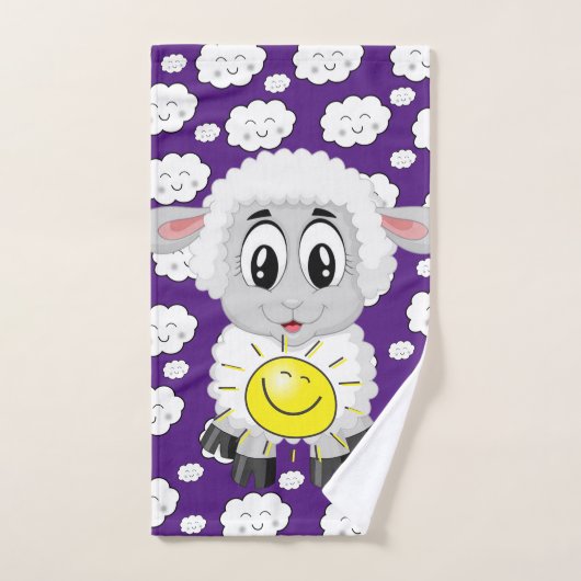 Sheep Wolken Sun Lila Hände Badezimmer Handtuch Se Badhandtuch Set (Handtuch)