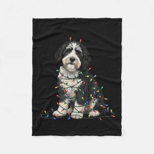 Sheepadoodle Christmas I'm Fine Everything Is Fine Fleecedecke (Vorderseite)