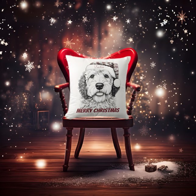 Sheepadoodle Christmas Throw Kissen (Sheepadoodle Christmas Pillow)
