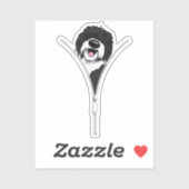Sheepadoodle Dog Zipper Funny Puppy Downer Aufkleber (Blatt)