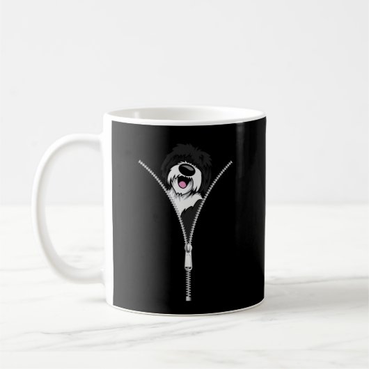 Sheepadoodle Dog Zipper Funny Puppy Downer Kaffeetasse (Links)