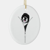Sheepadoodle Dog Zipper Funny Puppy Downer Keramik Ornament (Rechts)