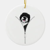 Sheepadoodle Dog Zipper Funny Puppy Downer Keramik Ornament (Vorne)