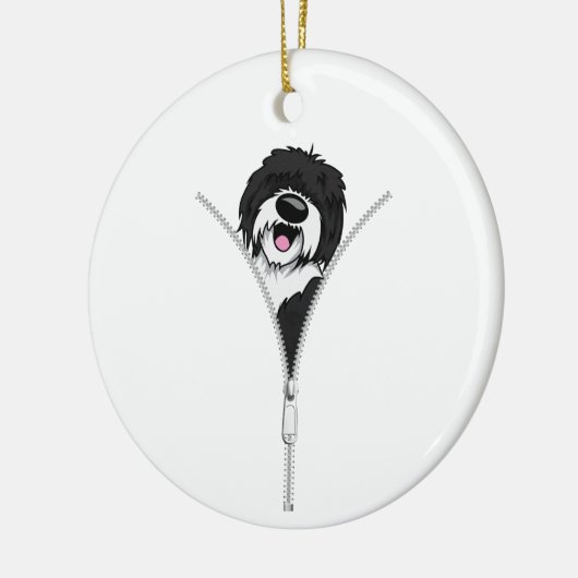 Sheepadoodle Dog Zipper Funny Puppy Downer Keramik Ornament (Links)