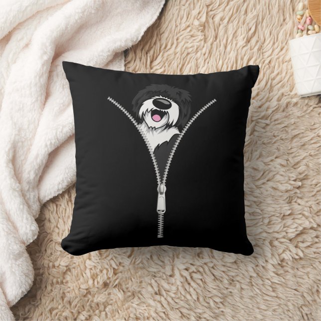 Sheepadoodle Dog Zipper Funny Puppy Downer Kissen (Decke)