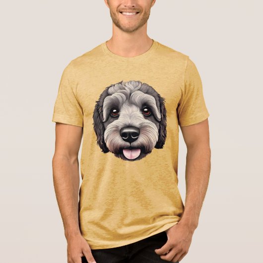 Sheepadoodle glückliches Gesicht BW-3 Tri-Blend Shirt (Vorderseite)