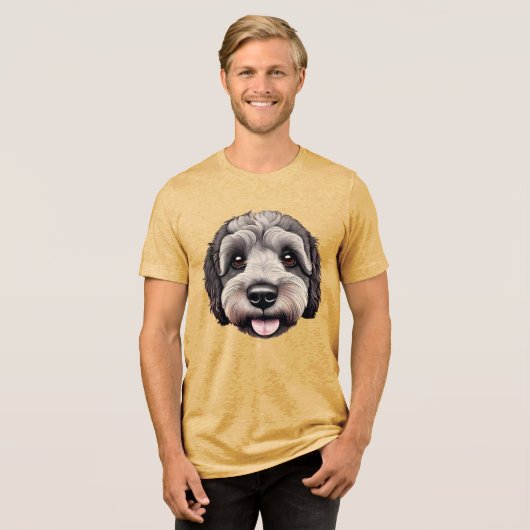 Sheepadoodle glückliches Gesicht BW-3 Tri-Blend Shirt (Vorderseite voll)