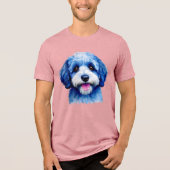 Sheepadoodle glückliches Gesicht in blau Tri-Blend Shirt (Vorderseite)