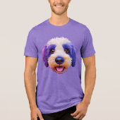 Sheepadoodle glückliches Gesicht lila gepunktet Tri-Blend Shirt (Vorderseite)