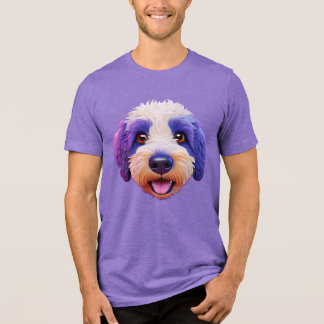 Sheepadoodle glückliches Gesicht lila gepunktet Tri-Blend Shirt