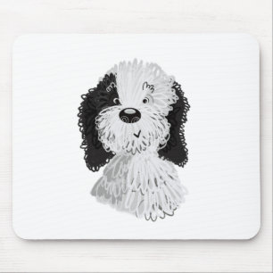 Sheepadoodle hand drawn illustration mousepad