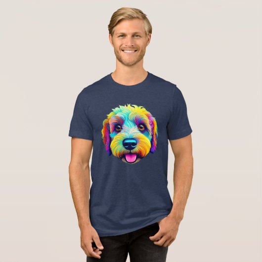 Sheepadoodle in voller Farbe! Tri-Blend Shirt (Vorderseite voll)