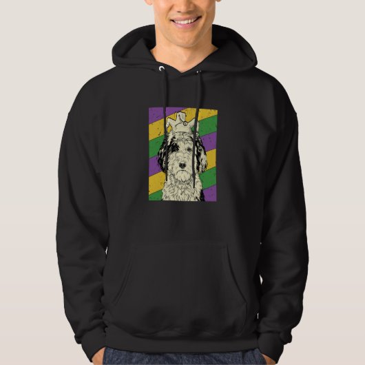 Sheepadoodle Jester Mardi Gras Doodle Dog Mom or D Hoodie (Vorderseite)