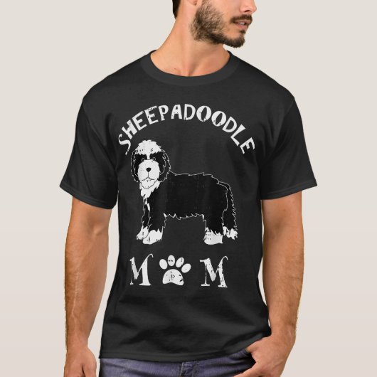 Sheepadoodle Mama Welpen Niedliches Tier Tierhund  T-Shirt (Vorderseite)