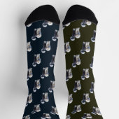 Sheepadoodle mit blauem karierten Schal Socken (Oben)