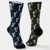 Sheepadoodle mit blauem karierten Schal Socken (Gewinkelt)