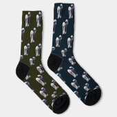Sheepadoodle mit blauem karierten Schal Socken (Rechts)