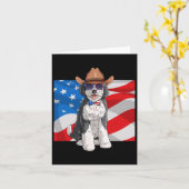 Sheepadoodle Patriotic Merica 4. Juli Amerikaner Karte (Gelbe Blume)