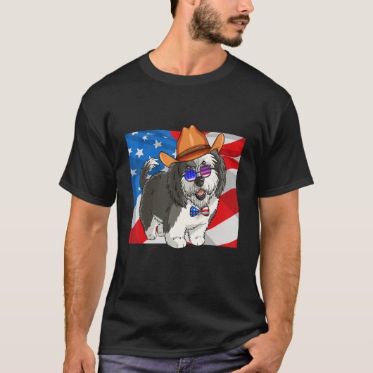 Sheepadoodle Patriotic Merica 4th Of July American T-Shirt (Vorderseite)