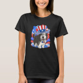 Sheepadoodle Patriotic Onkel Sam 4. Juli Ameri T-Shirt (Vorderseite)
