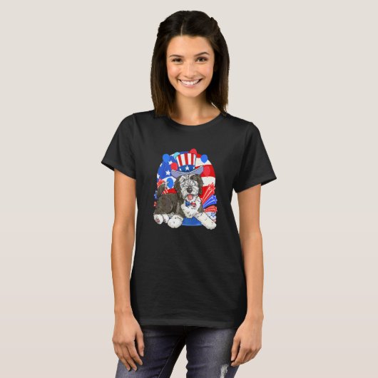 Sheepadoodle Patriotischer Onkel Sam 4. Juli Ameri T-Shirt (Vorne ganz)