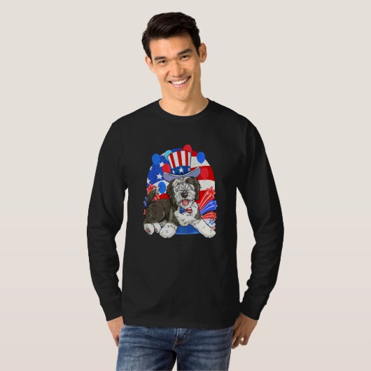 Sheepadoodle Patriotischer Onkel Sam 4. Juli Ameri T-Shirt (Vorne ganz)