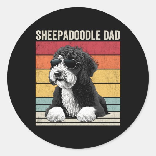 Sheepadoodle-Vater Runder Aufkleber (Vorderseite)