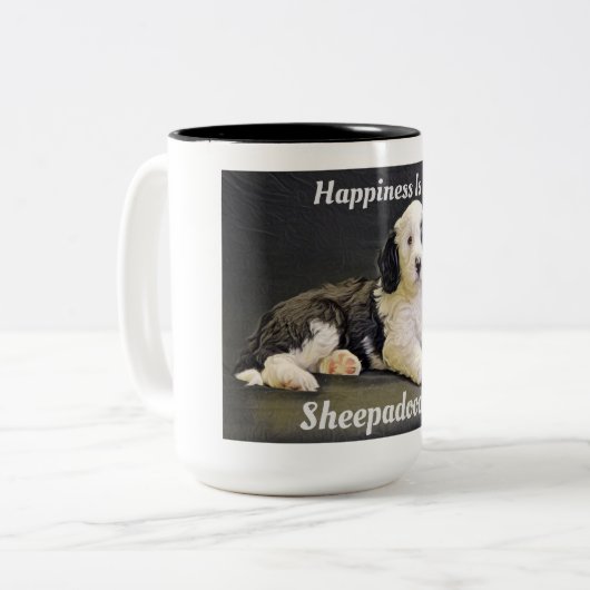 Sheepadoodod-Tasse Zweifarbige Tasse (Vorderseite Links)