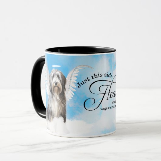 Sheepdog Angel in Heaven Personalized Memorial Tasse (Vorderseite Links)