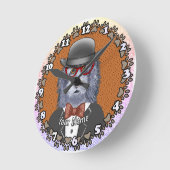 SheepDog-Brille Runde Wanduhr (Winkel)