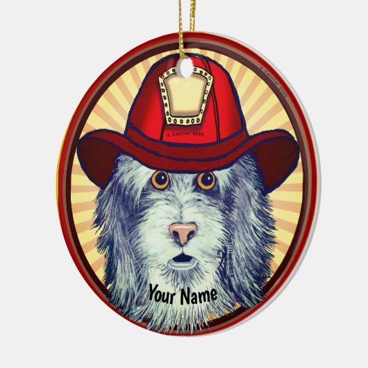 Sheepdog Feuerwehrschmuck Keramik Ornament (Links)