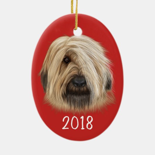 Sheepdog Portrait Keepake Jahr Keramik Ornament (Hinten)