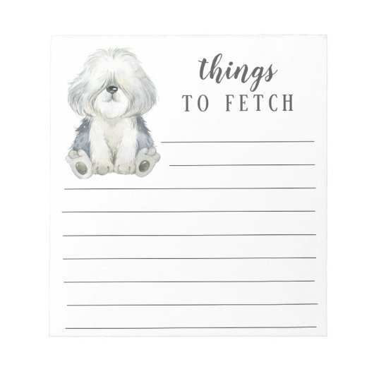 Sheepdog Sachen zu holen Notizblock (Vorderseite)