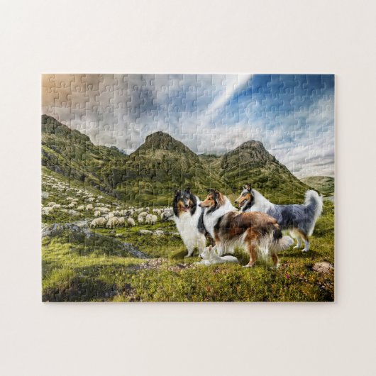 Sheepherding Rough-Colliese im schottischen Hochla Puzzle (Horizontal)
