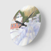 Sheepscott Maine Road Runde Wanduhr (Winkel)