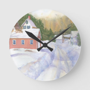 Sheepscott Maine Road Runde Wanduhr