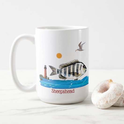 Sheepshead-Fisch-Tasse Kaffeetasse (Mit Donut)