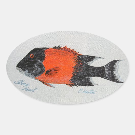 Sheepshead Ovaler Aufkleber (Vorderseite)