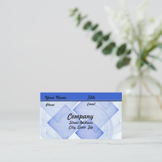 Sheer Blue White Abstrakt Tile Artwork Template Visitenkarte (Stehend Vorderseite)