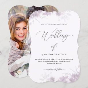 Sheer Botanical Floral Overlay Foto Wedding Einladung
