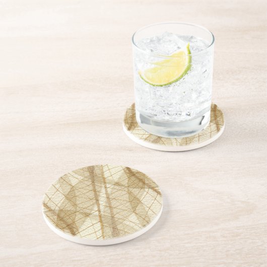 Sheer Cream Beige Lace Blätter Untersetzer (Seite)