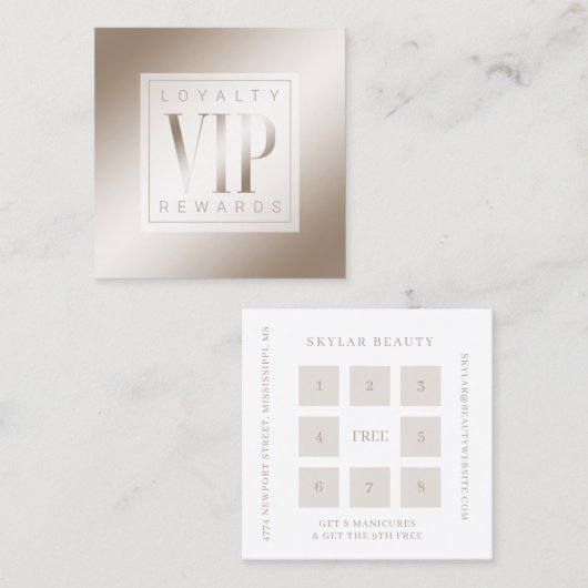 Sheer Elegant Luxuriöse Champagne Shine VIP Treuekarte (Vorne/Hinten)