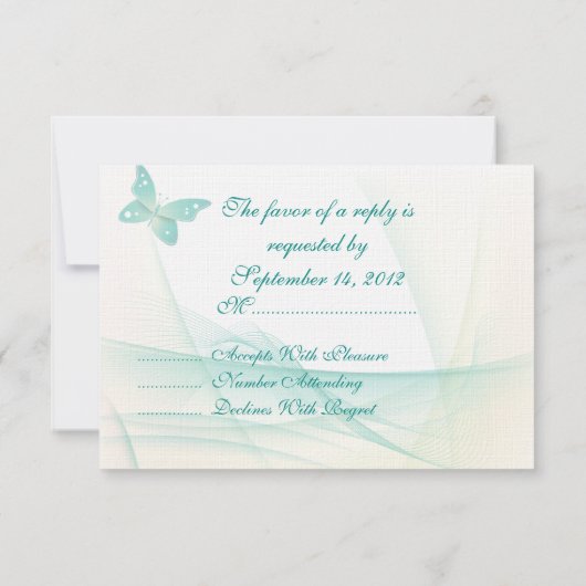 Sheer Green Butterflies RSVP Karte (Rückseite)