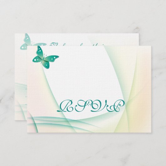 Sheer Green Butterflies RSVP Karte (Vorne/Hinten)