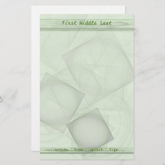 Sheer Green Geometric Tiles Personalisiert Briefpapier (Vorne/Hinten)