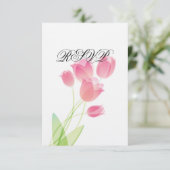 Sheer Pink Tulips RSVP Karte (Stehend Vorderseite)