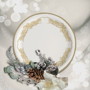 Sheer Poinsettia Lace Cream Pappteller