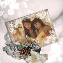 Sheer Poinsettia Lace Flat Holiday Card Feiertagskarte