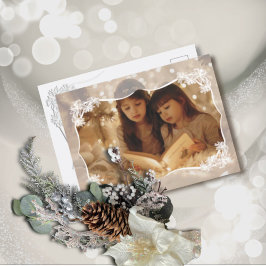 Sheer Poinsettia Lace Florals Holiday Postcard Feiertagspostkarte