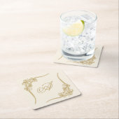 Sheer Poinsettia Lace Monogramat Rechteckiger Pappuntersetzer (Vor Ort)